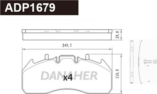 Danaher ADP1679 - Bremsbelagsatz, Scheibenbremse alexcarstop-ersatzteile.com