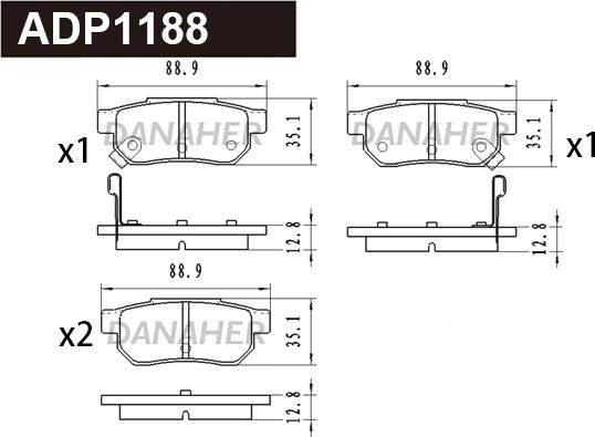 Danaher ADP1188 - Bremsbelagsatz, Scheibenbremse alexcarstop-ersatzteile.com