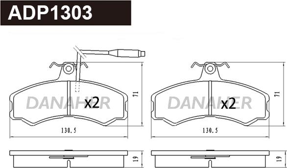 Danaher ADP1303 - Bremsbelagsatz, Scheibenbremse alexcarstop-ersatzteile.com