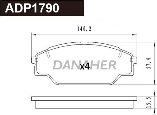 Danaher ADP1790 - Bremsbelagsatz, Scheibenbremse alexcarstop-ersatzteile.com