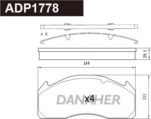 Danaher ADP1778 - Bremsbelagsatz, Scheibenbremse alexcarstop-ersatzteile.com