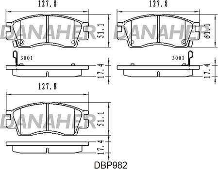 Danaher DBP982 - Bremsbelagsatz, Scheibenbremse alexcarstop-ersatzteile.com