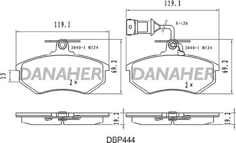 Danaher DBP444 - Bremsbelagsatz, Scheibenbremse alexcarstop-ersatzteile.com