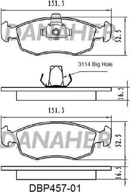 Danaher DBP457-01 - Bremsbelagsatz, Scheibenbremse alexcarstop-ersatzteile.com