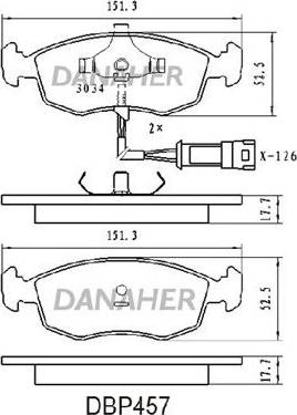 Danaher DBP457 - Bremsbelagsatz, Scheibenbremse alexcarstop-ersatzteile.com