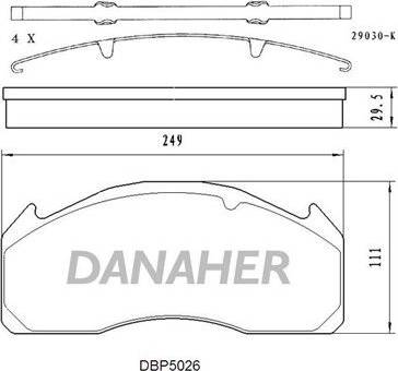 Danaher DBP5026 - Bremsbelagsatz, Scheibenbremse alexcarstop-ersatzteile.com