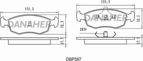 Danaher DBP587 - Bremsbelagsatz, Scheibenbremse alexcarstop-ersatzteile.com