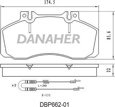 Danaher DBP662-01 - Bremsbelagsatz, Scheibenbremse alexcarstop-ersatzteile.com