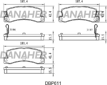 Danaher DBP611 - Bremsbelagsatz, Scheibenbremse alexcarstop-ersatzteile.com