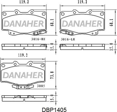 Danaher DBP1405 - Bremsbelagsatz, Scheibenbremse alexcarstop-ersatzteile.com