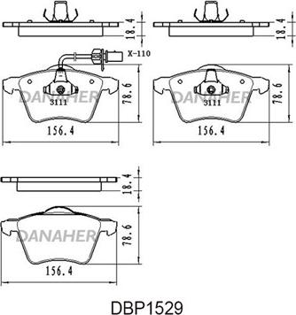 Danaher DBP1529 - Bremsbelagsatz, Scheibenbremse alexcarstop-ersatzteile.com