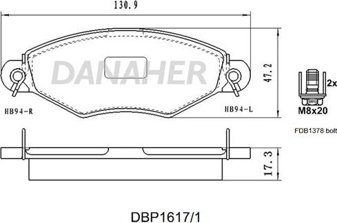 Danaher DBP1617/1 - Bremsbelagsatz, Scheibenbremse alexcarstop-ersatzteile.com