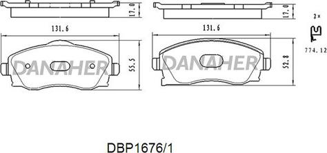 Danaher DBP1676/1 - Bremsbelagsatz, Scheibenbremse alexcarstop-ersatzteile.com