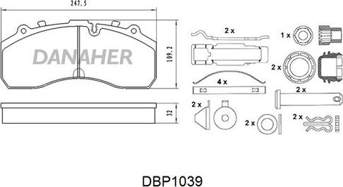 Danaher DBP1039 - Bremsbelagsatz, Scheibenbremse alexcarstop-ersatzteile.com