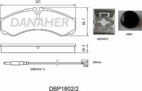 Danaher DBP1802/2 - Bremsbelagsatz, Scheibenbremse alexcarstop-ersatzteile.com