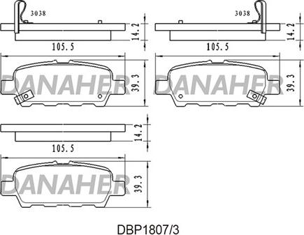 Danaher DBP1807/3 - Bremsbelagsatz, Scheibenbremse alexcarstop-ersatzteile.com