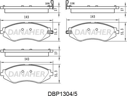 Danaher DBP1304/5 - Bremsbelagsatz, Scheibenbremse alexcarstop-ersatzteile.com