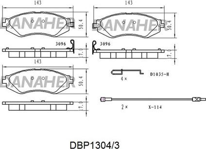 Danaher DBP1304/3 - Bremsbelagsatz, Scheibenbremse alexcarstop-ersatzteile.com