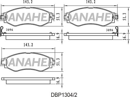 Danaher DBP1304/2 - Bremsbelagsatz, Scheibenbremse alexcarstop-ersatzteile.com