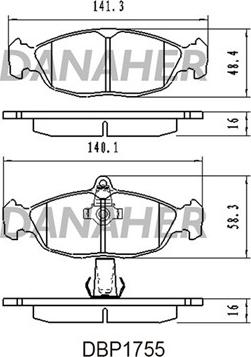 Danaher DBP1755 - Bremsbelagsatz, Scheibenbremse alexcarstop-ersatzteile.com