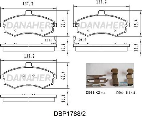 Danaher DBP1788/2 - Bremsbelagsatz, Scheibenbremse alexcarstop-ersatzteile.com