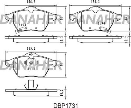 Danaher DBP1731 - Bremsbelagsatz, Scheibenbremse alexcarstop-ersatzteile.com