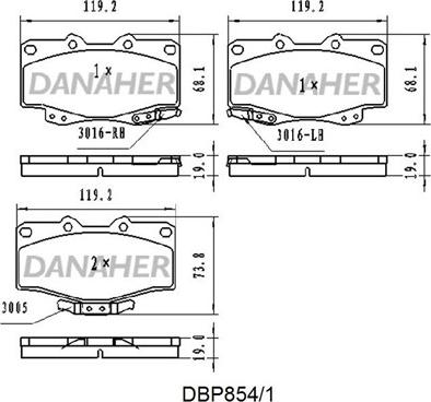 Danaher DBP854/1 - Bremsbelagsatz, Scheibenbremse alexcarstop-ersatzteile.com