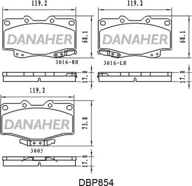 Danaher DBP854 - Bremsbelagsatz, Scheibenbremse alexcarstop-ersatzteile.com