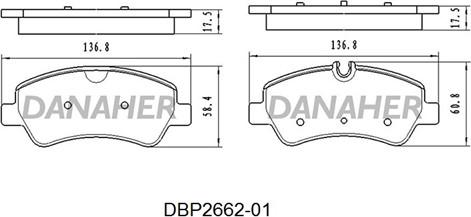 Danaher DBP2662-01 - Bremsbelagsatz, Scheibenbremse alexcarstop-ersatzteile.com