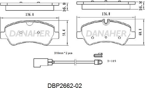 Danaher DBP2662-02 - Bremsbelagsatz, Scheibenbremse alexcarstop-ersatzteile.com