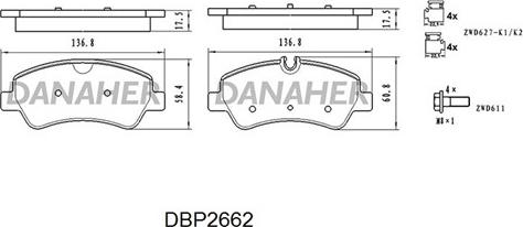 Danaher DBP2662 - Bremsbelagsatz, Scheibenbremse alexcarstop-ersatzteile.com