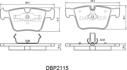 Danaher DBP2115 - Bremsbelagsatz, Scheibenbremse alexcarstop-ersatzteile.com