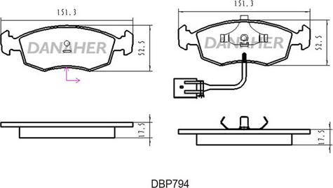 Danaher DBP794 - Bremsbelagsatz, Scheibenbremse alexcarstop-ersatzteile.com