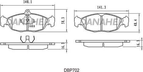 Danaher DBP702 - Bremsbelagsatz, Scheibenbremse alexcarstop-ersatzteile.com