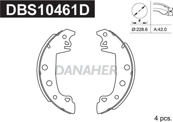 Danaher DBS10461D - Bremsbackensatz alexcarstop-ersatzteile.com