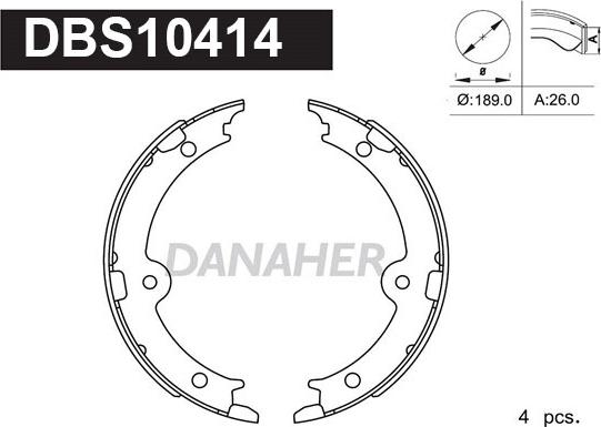 Danaher DBS10414 - Bremsbackensatz, Feststellbremse alexcarstop-ersatzteile.com