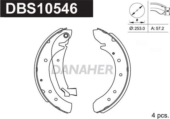 Danaher DBS10546 - Bremsbackensatz alexcarstop-ersatzteile.com