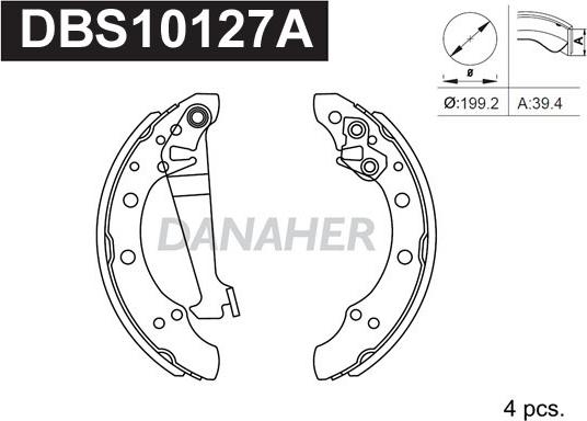 Danaher DBS10127A - Bremsbackensatz alexcarstop-ersatzteile.com