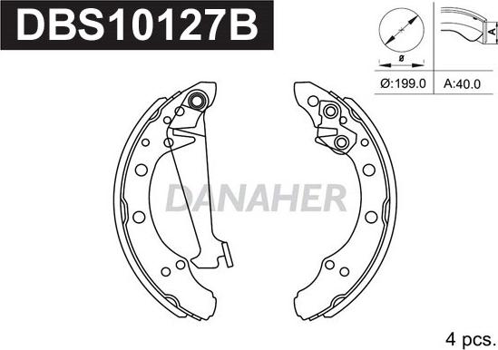 Danaher DBS10127B - Bremsbackensatz alexcarstop-ersatzteile.com