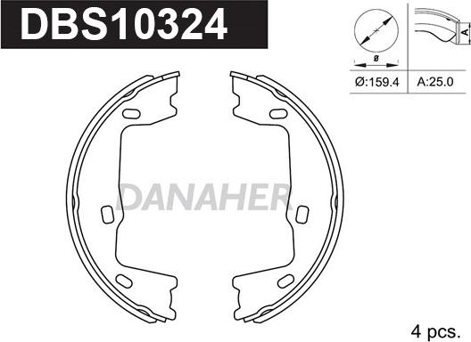 Danaher DBS10324 - Bremsbackensatz, Feststellbremse alexcarstop-ersatzteile.com