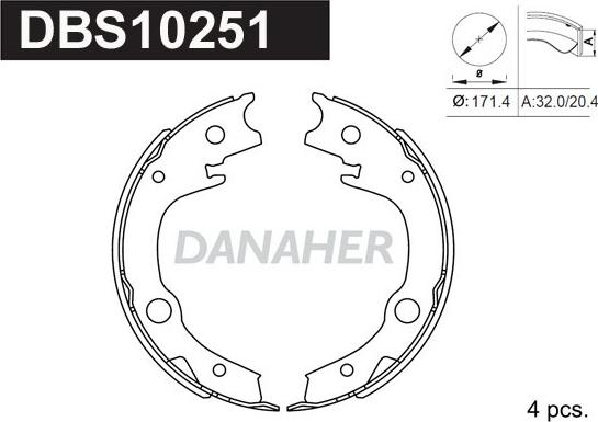 Danaher DBS10251 - Bremsbackensatz, Feststellbremse alexcarstop-ersatzteile.com