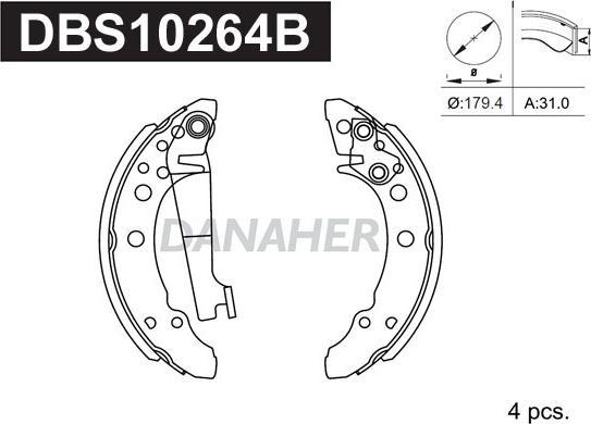 Danaher DBS10264B - Bremsbackensatz alexcarstop-ersatzteile.com