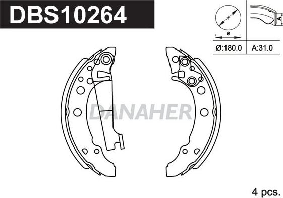 Danaher DBS10264 - Bremsbackensatz alexcarstop-ersatzteile.com