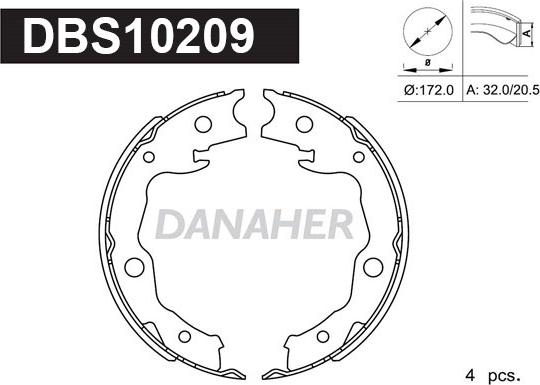 Danaher DBS10209 - Bremsbackensatz, Feststellbremse alexcarstop-ersatzteile.com