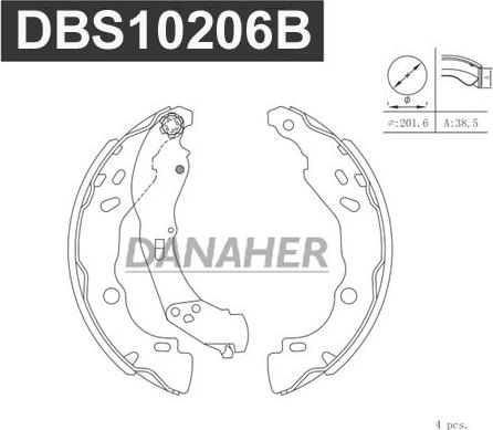 Danaher DBS10206B - Bremsbackensatz alexcarstop-ersatzteile.com