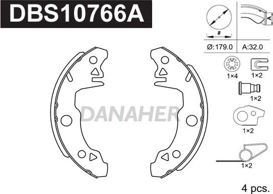 Danaher DBS10766A - Bremsbackensatz alexcarstop-ersatzteile.com