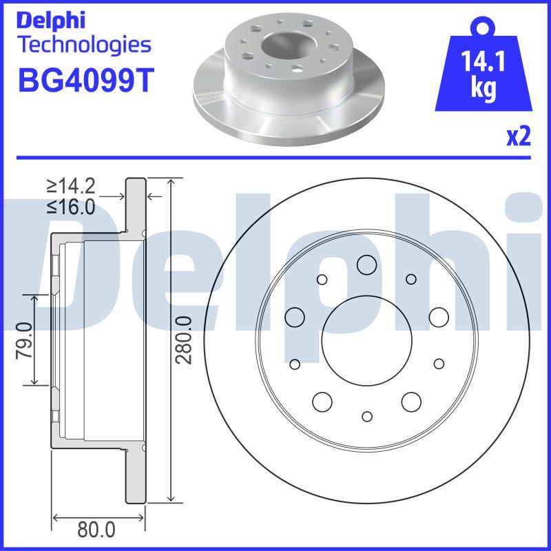 Delphi BG4099T - Bremsscheibe alexcarstop-ersatzteile.com