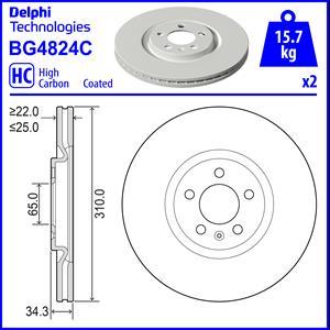 Delphi BG4824C - Bremsscheibe alexcarstop-ersatzteile.com