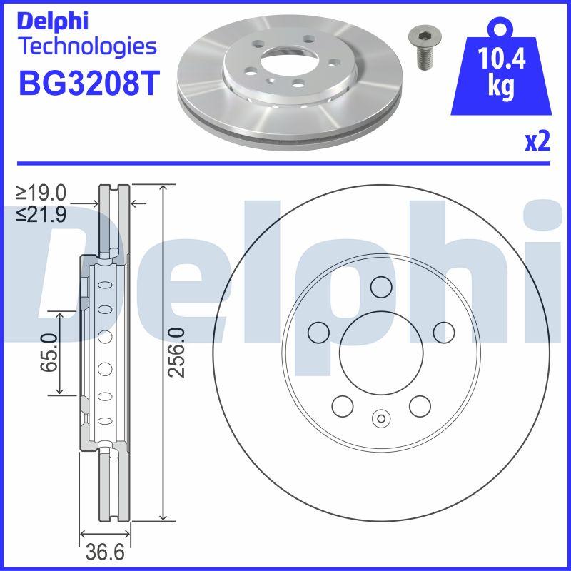 Delphi BG3208T - Bremsscheibe alexcarstop-ersatzteile.com