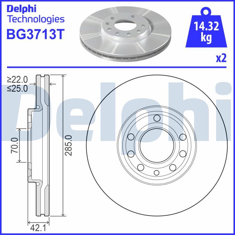 Delphi BG3713T - Bremsscheibe alexcarstop-ersatzteile.com